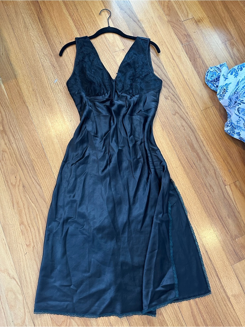 Black lace & silk maxi dress